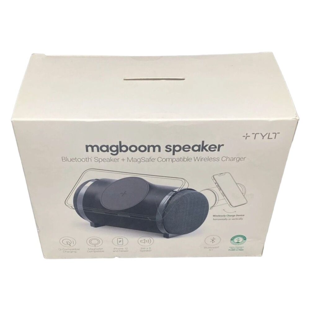TYLT MagBoom 10W Wireless Charger Bluetooth Speaker MagSafe iPhone Black NEW
